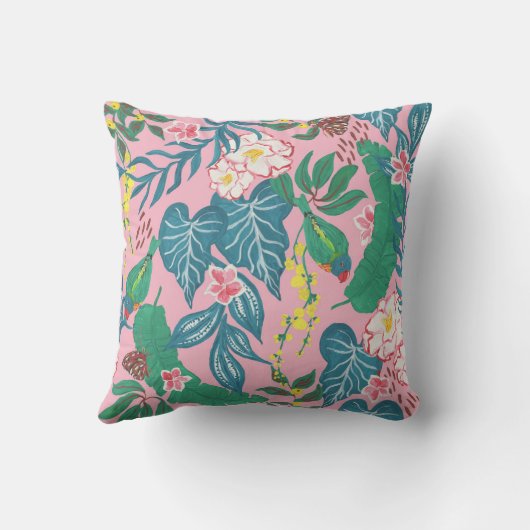 抽象芸術の熱帯花ガッシュのパタ絵画ーン クッション (裏面)