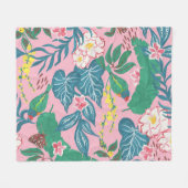 抽象芸術の熱帯花ガッシュのパタ絵画ーン フリースブランケット (正面(横))
