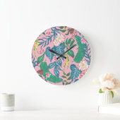 抽象芸術の熱帯花ガッシュのパタ絵画ーン ラージ壁時計 (ホーム)