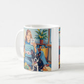 抽象芸術の犬の母の子犬 コーヒーマグカップ (正面左)