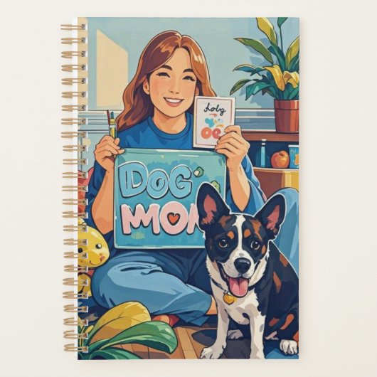 抽象芸術の犬の母の子犬 プランナー手帳 (正面)