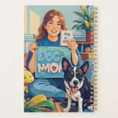 抽象芸術の犬の母の子犬 プランナー手帳 (裏面)