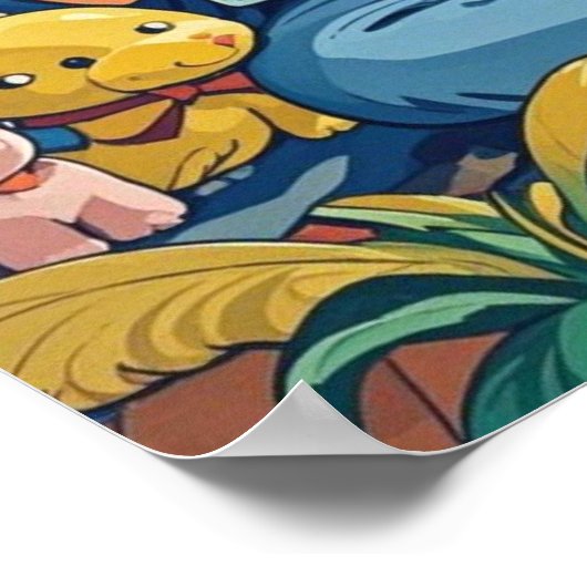 抽象芸術の犬の母の子犬 ポスター (角)