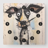 抽象芸術の犬 スクエア壁時計 (正面)