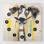 抽象芸術の犬 スクエア壁時計 (正面)