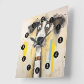 抽象芸術の犬 スクエア壁時計 (傾斜)