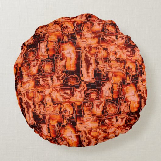 抽象芸術の画像はモザイクで彫刻され、コーラルトーンで ラウンドクッション (裏面)