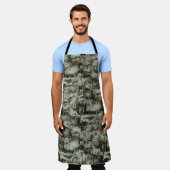 抽象芸術の画像は灰色のthrの色合いでモザイクを刻んだ エプロン (着用した状態)