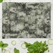 抽象芸術の画像は灰色のthrの色合いでモザイクを刻んだ キッチンタオル (折り畳み)