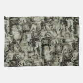抽象芸術の画像は灰色のthrの色合いでモザイクを刻んだ キッチンタオル (横)