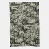 抽象芸術の画像は灰色のthrの色合いでモザイクを刻んだ キッチンタオル (縦)