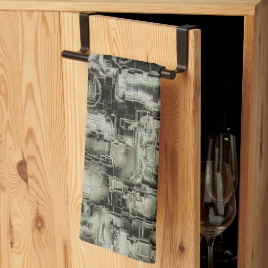 抽象芸術の画像は灰色のthrの色合いでモザイクを刻んだ キッチンタオル (三つ折り)