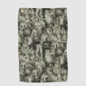 抽象芸術の画像は灰色のthrの色合いでモザイクを刻んだ ゴルフタオル (正面)