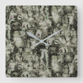 抽象芸術の画像は灰色のthrの色合いでモザイクを刻んだ スクエア壁時計