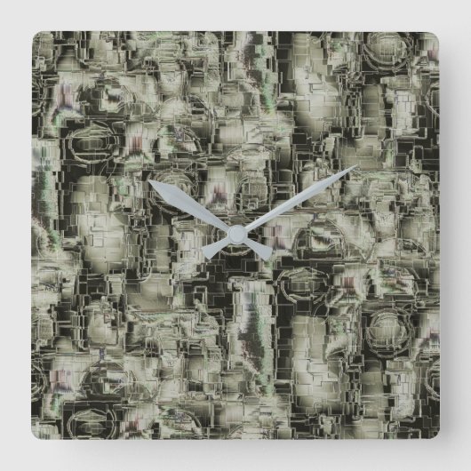 抽象芸術の画像は灰色のthrの色合いでモザイクを刻んだ スクエア壁時計 (正面)