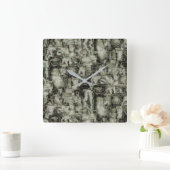 抽象芸術の画像は灰色のthrの色合いでモザイクを刻んだ スクエア壁時計 (ホーム)