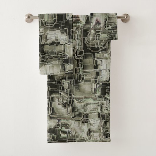 抽象芸術の画像は灰色のthrの色合いでモザイクを刻んだ バスタオルセット (インサイチュ)