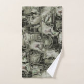 抽象芸術の画像は灰色のthrの色合いでモザイクを刻んだ バスタオルセット (ハンドタオル)