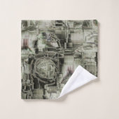 抽象芸術の画像は灰色のthrの色合いでモザイクを刻んだ バスタオルセット (ウォッシュタオル)