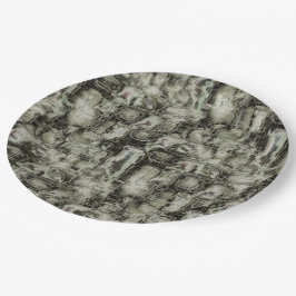 抽象芸術の画像は灰色のthrの色合いでモザイクを刻んだ ペーパープレート