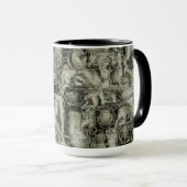 抽象芸術の画像は灰色のthrの色合いでモザイクを刻んだ マグカップ (正面右)