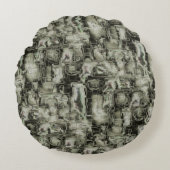 抽象芸術の画像は灰色のthrの色合いでモザイクを刻んだ ラウンドクッション (正面)