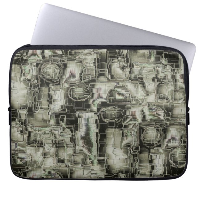 抽象芸術の画像は灰色のthrの色合いでモザイクを刻んだ ラップトップスリーブ (正面)