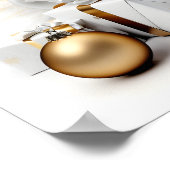 抽象芸術の白いクリスマスツリーと金ゴールドアクセント ポスター (角)