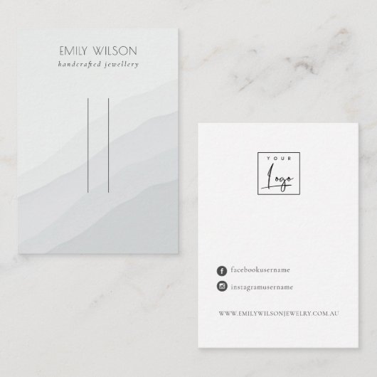 抽象芸術の白いグレーの波のヘアクリップのピン表示 名刺 (正面/裏面)