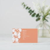 抽象芸術の白いハイビスカスが鮭に咲く 名刺 (スタンド正面)
