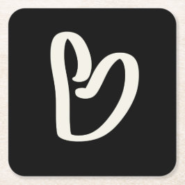 抽象芸術の白いハートの黒 スクエアペーパーコースター