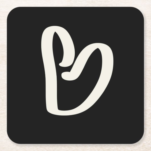 抽象芸術の白いハートの黒 スクエアペーパーコースター (正面)