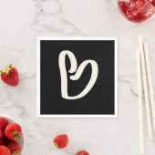抽象芸術の白いハートの黒 スタンダードカクテルナプキン (インサイチュ)