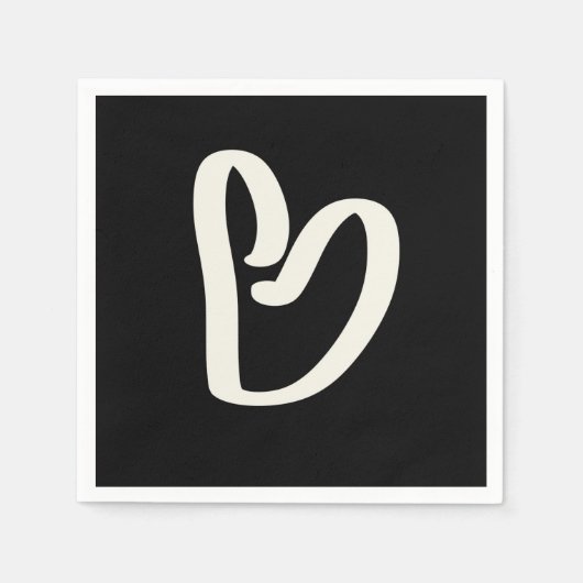 抽象芸術の白いハートの黒 スタンダードカクテルナプキン (正面)