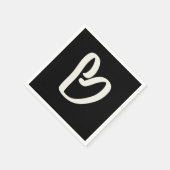 抽象芸術の白いハートの黒 スタンダードカクテルナプキン (角)