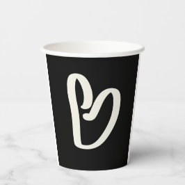 抽象芸術の白いハートの黒 紙コップ