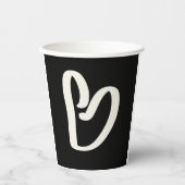 抽象芸術の白いハートの黒 紙コップ (正面)