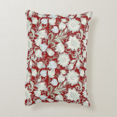 抽象芸術の白いフローラオーナメント（赤） アクセントクッション (裏面(縦))