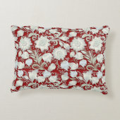 抽象芸術の白いフローラオーナメント（赤） アクセントクッション (裏面)