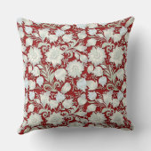 抽象芸術の白いフローラオーナメント(赤) クッション (裏面)