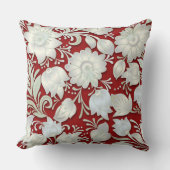 抽象芸術の白いフローラオーナメント(赤) クッション (正面)