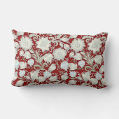 抽象芸術の白いフローラオーナメント（赤） ランバークッション (裏面)