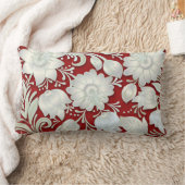 抽象芸術の白いフローラオーナメント（赤） ランバークッション (ブランケット)