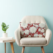 抽象芸術の白いフローラオーナメント（赤） ランバークッション (椅子)