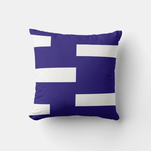 抽象芸術の白い抽象芸術の幾何学模様（青） クッション (正面)