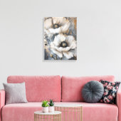 抽象芸術の白い花は金色で灰色 キャンバスプリント (インサイチュ (リビング))