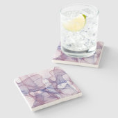 抽象芸術の白い赤い青と紫の水色 ストーンコースター (横)