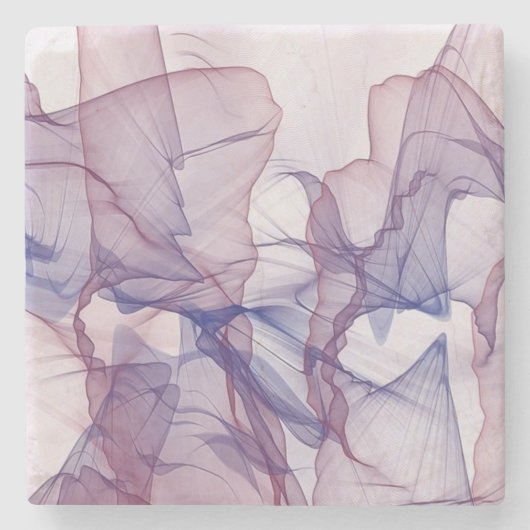 抽象芸術の白い赤い青と紫の水色 ストーンコースター (正面)