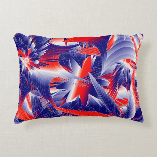 抽象芸術の白と青 アクセントクッション (正面)