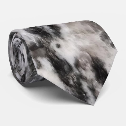 抽象芸術の白と黒のブロットパターンのネックタイ ネクタイ (ロール)
